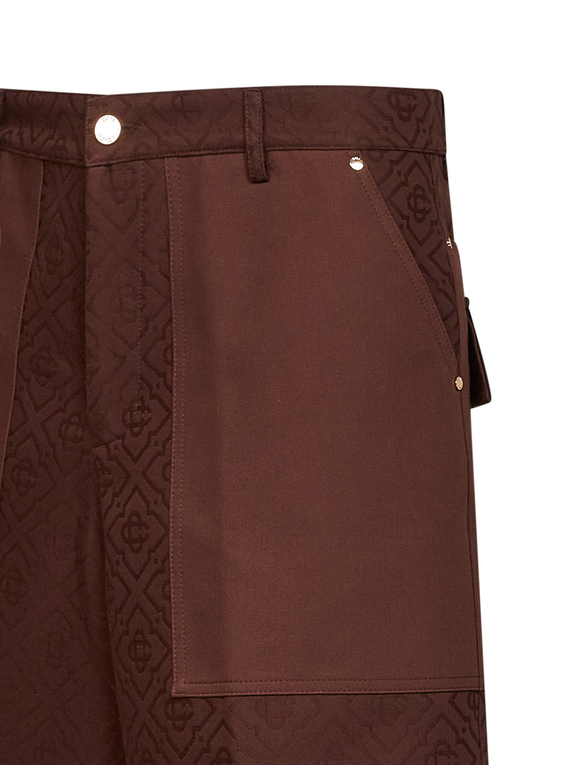 Dark brown cotton Monogram cargo shorts