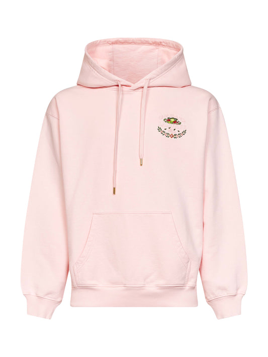 Felpa con cappuccio ricamata Laduree x Casablanca in cotone rosa