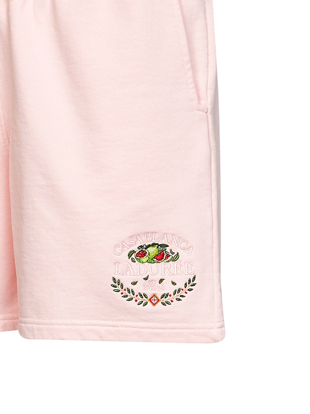Pink cotton Laduree x Casablanca embroidered shorts