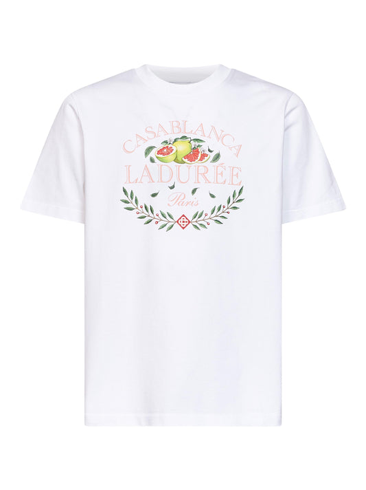 White cotton jersey Laduree x Casablanca T-shirt