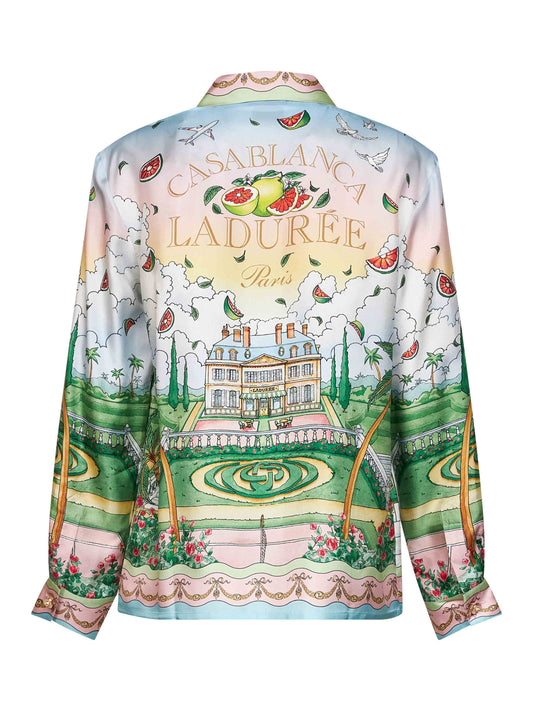 Multicolor Laduree x Casablanca printed silk shirt