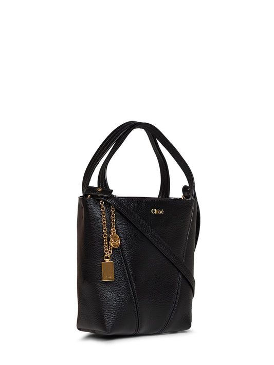 Tote bag piccola Chloé Spin nera