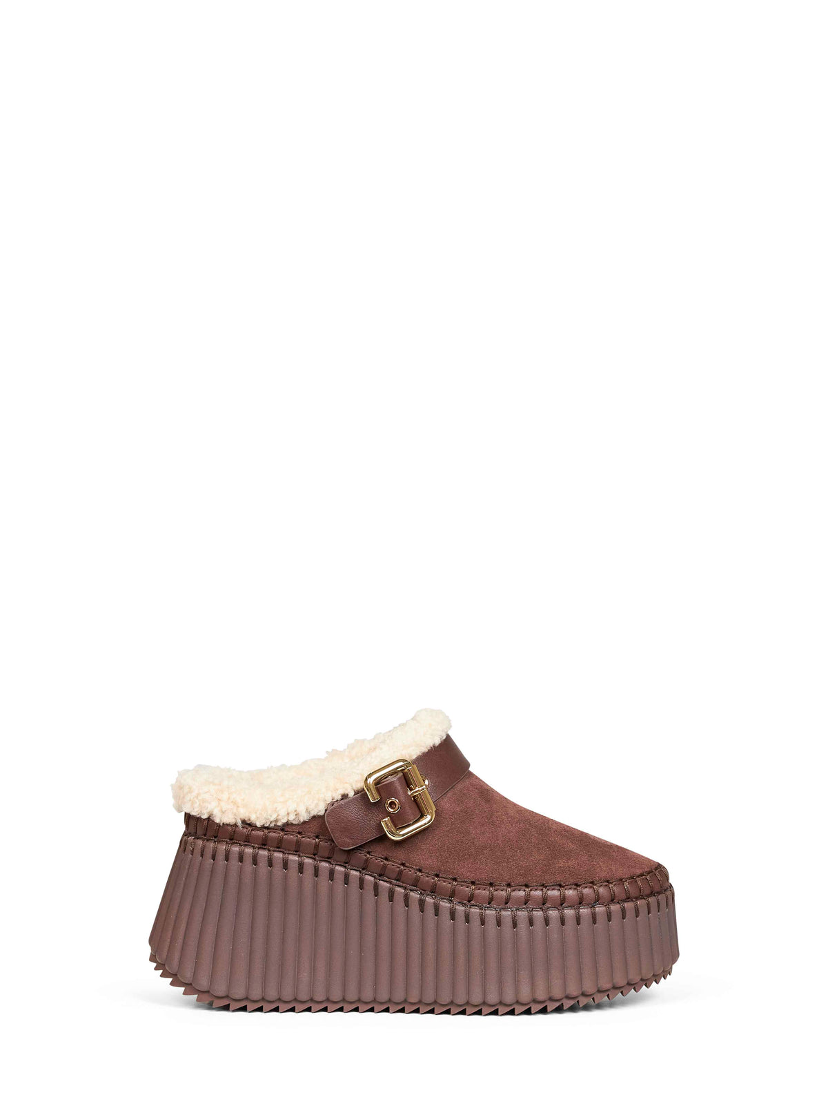 Sharp brown Nama wedge mules