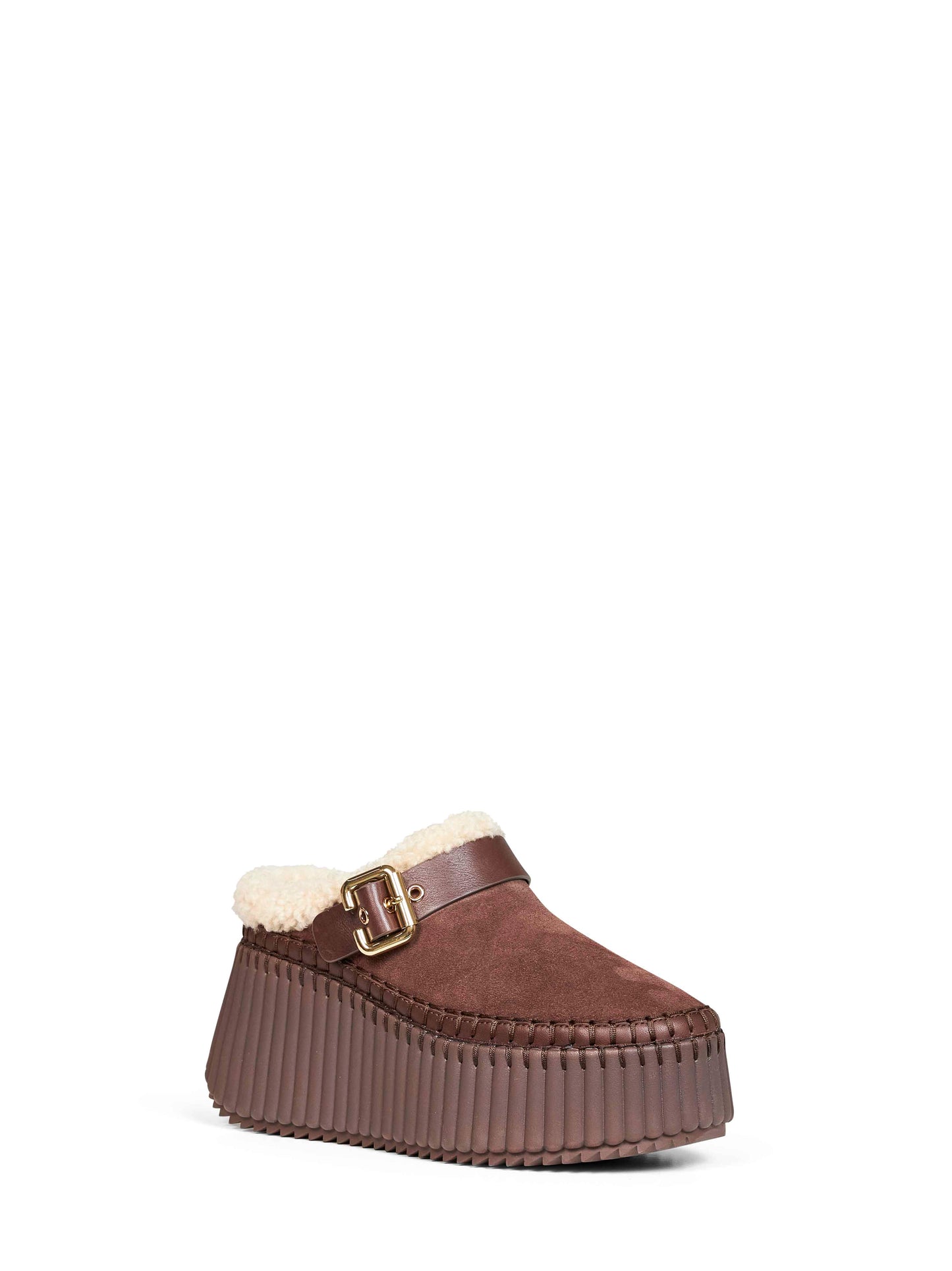Sharp brown Nama wedge mules