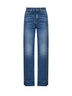 Jeans dritti a vita alta in denim cobalto scuro