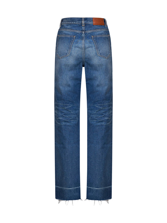 Dark cobalt denim high-rise straight-leg jeans