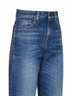Jeans dritti a vita alta in denim cobalto scuro