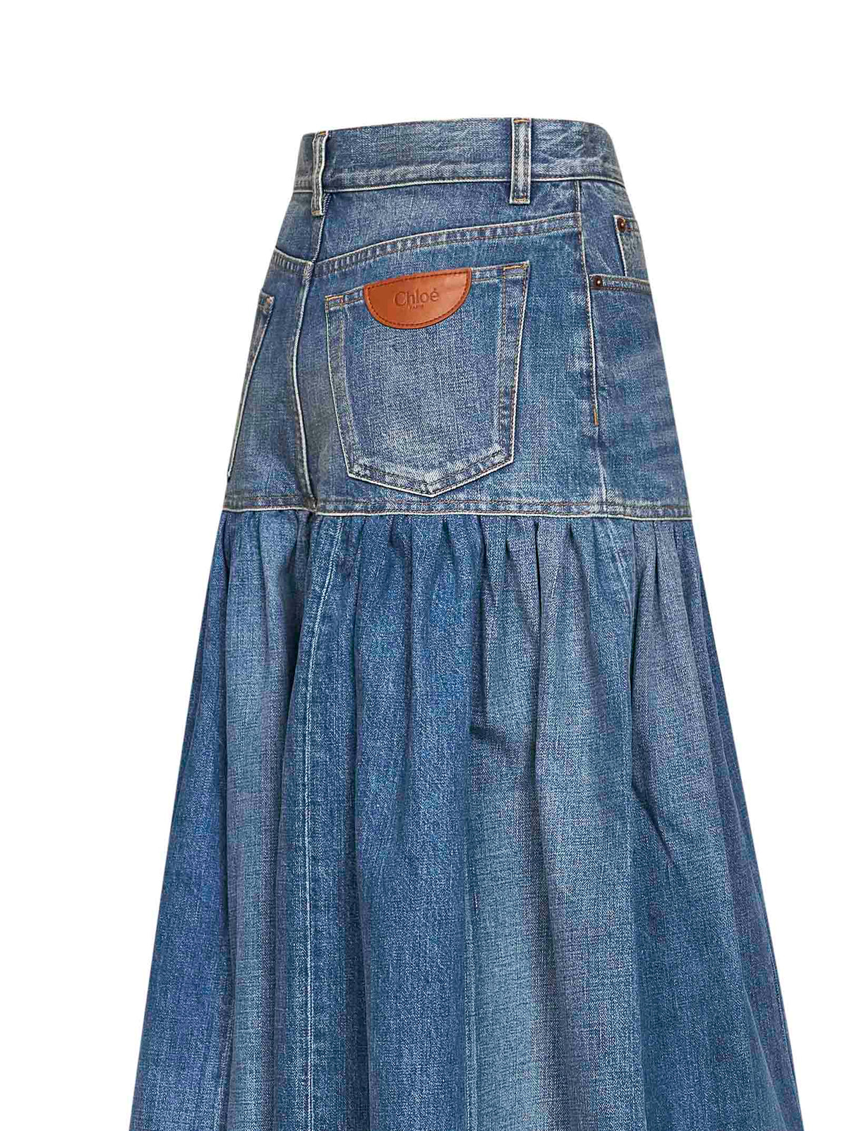 Jeans a palloncino a vita alta in denim blu