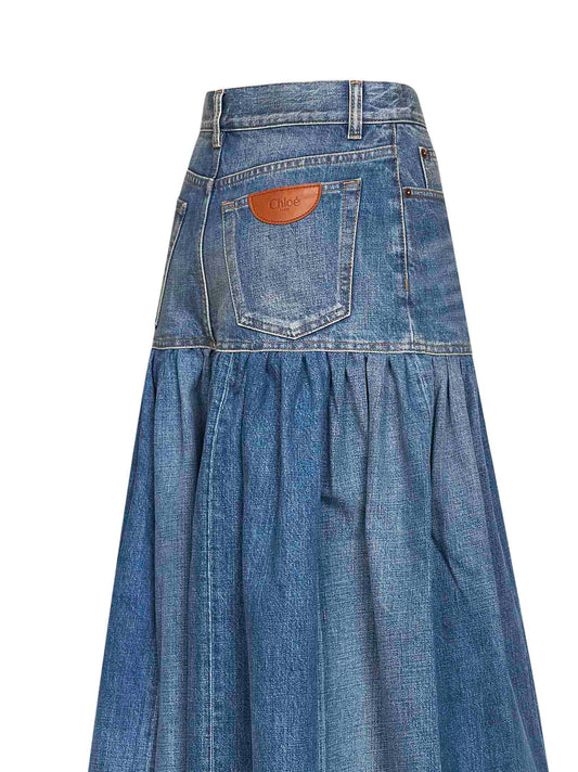 Blue denim high-waisted balloon jeans