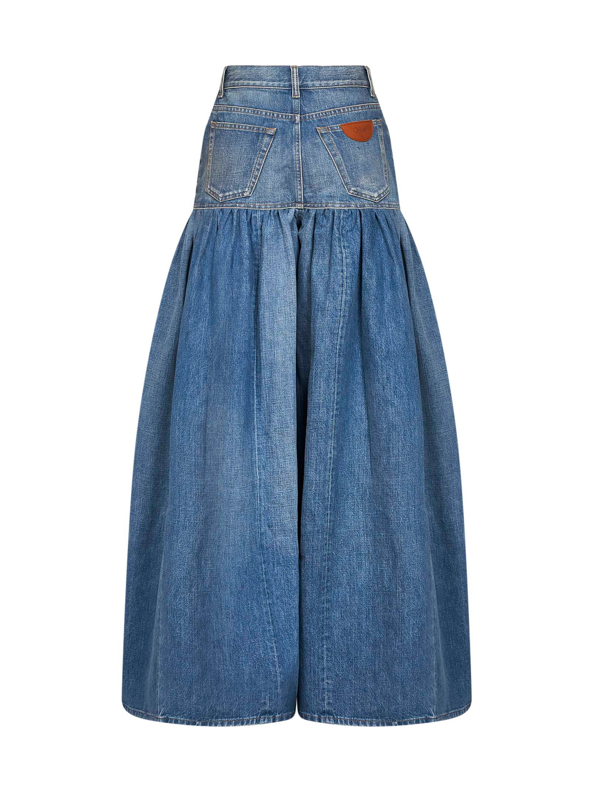 Jeans a palloncino a vita alta in denim blu