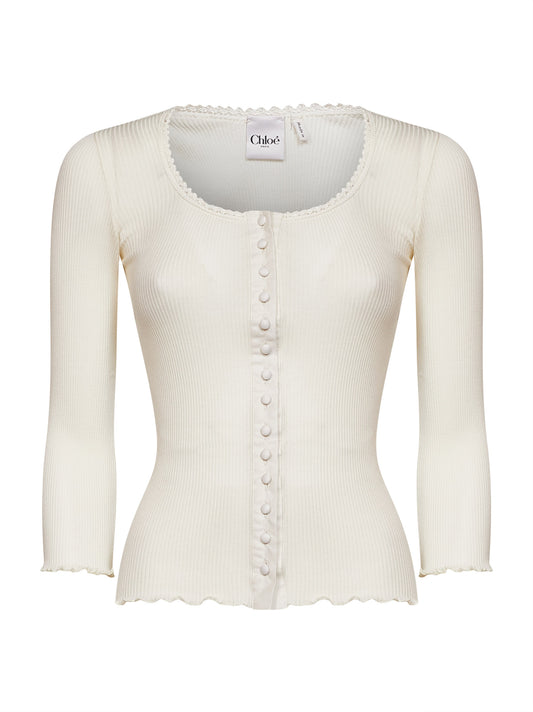 Iconic milk ribbed jersey fitted top