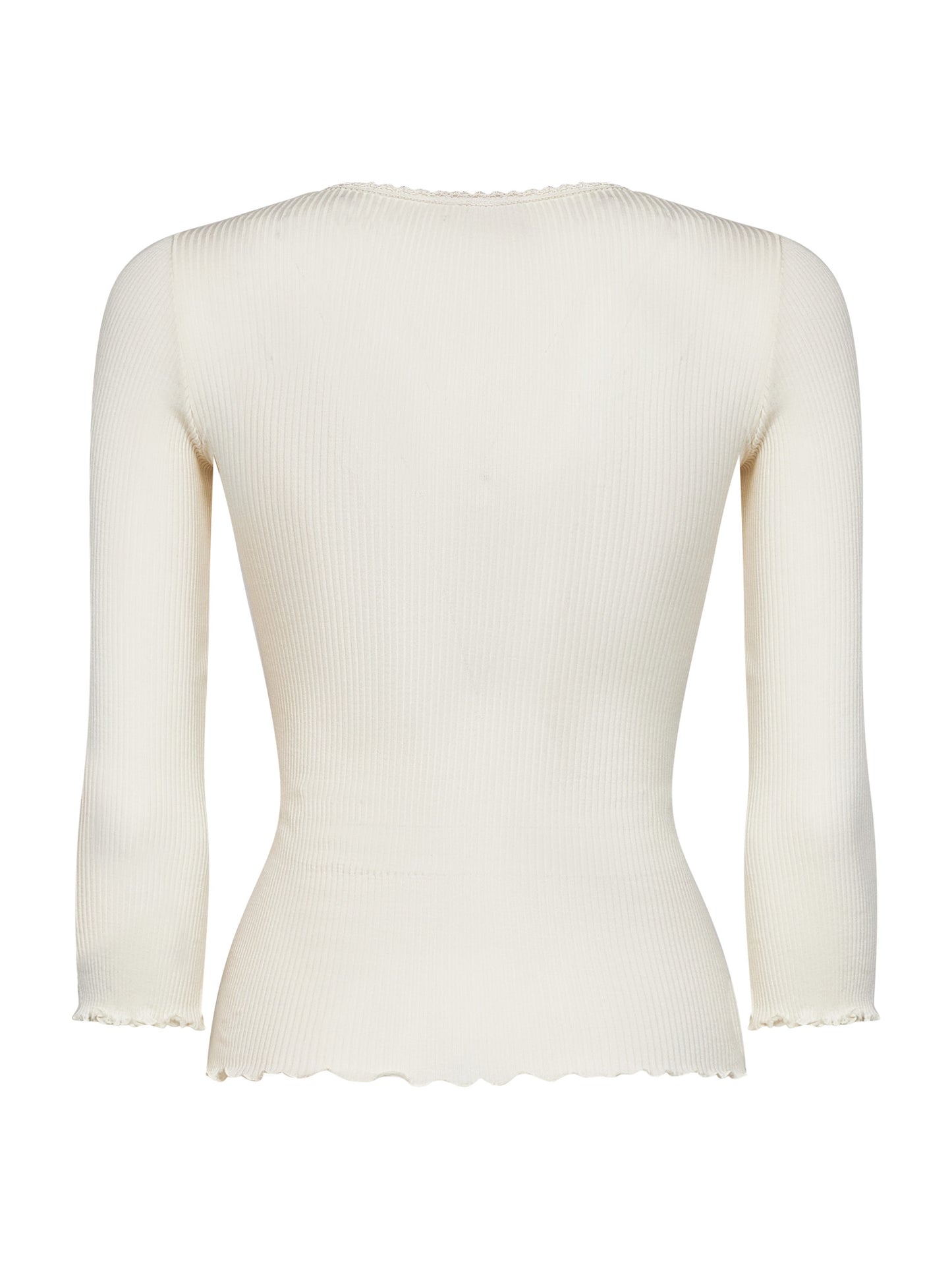 Top aderente in jersey a costine latte