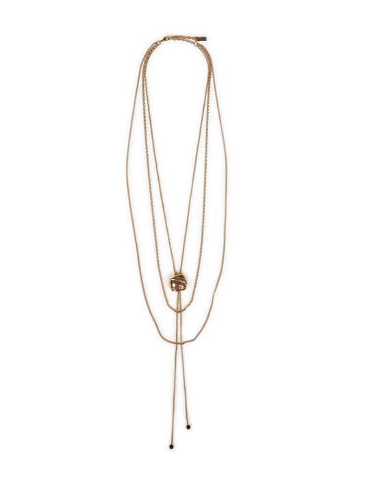 Gold metal long multi-chain necklace