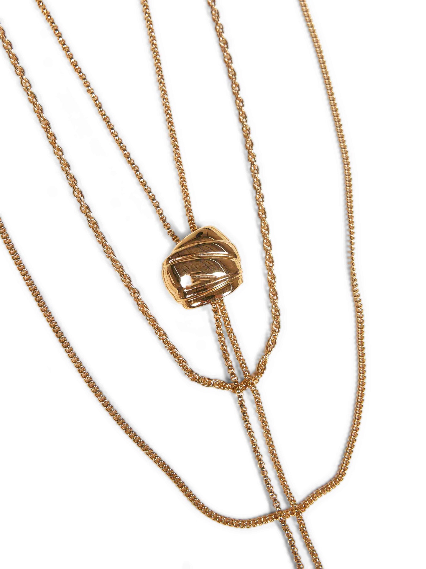 Collana lunga multi-catena in metallo oro