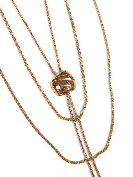 Gold metal long multi-chain necklace