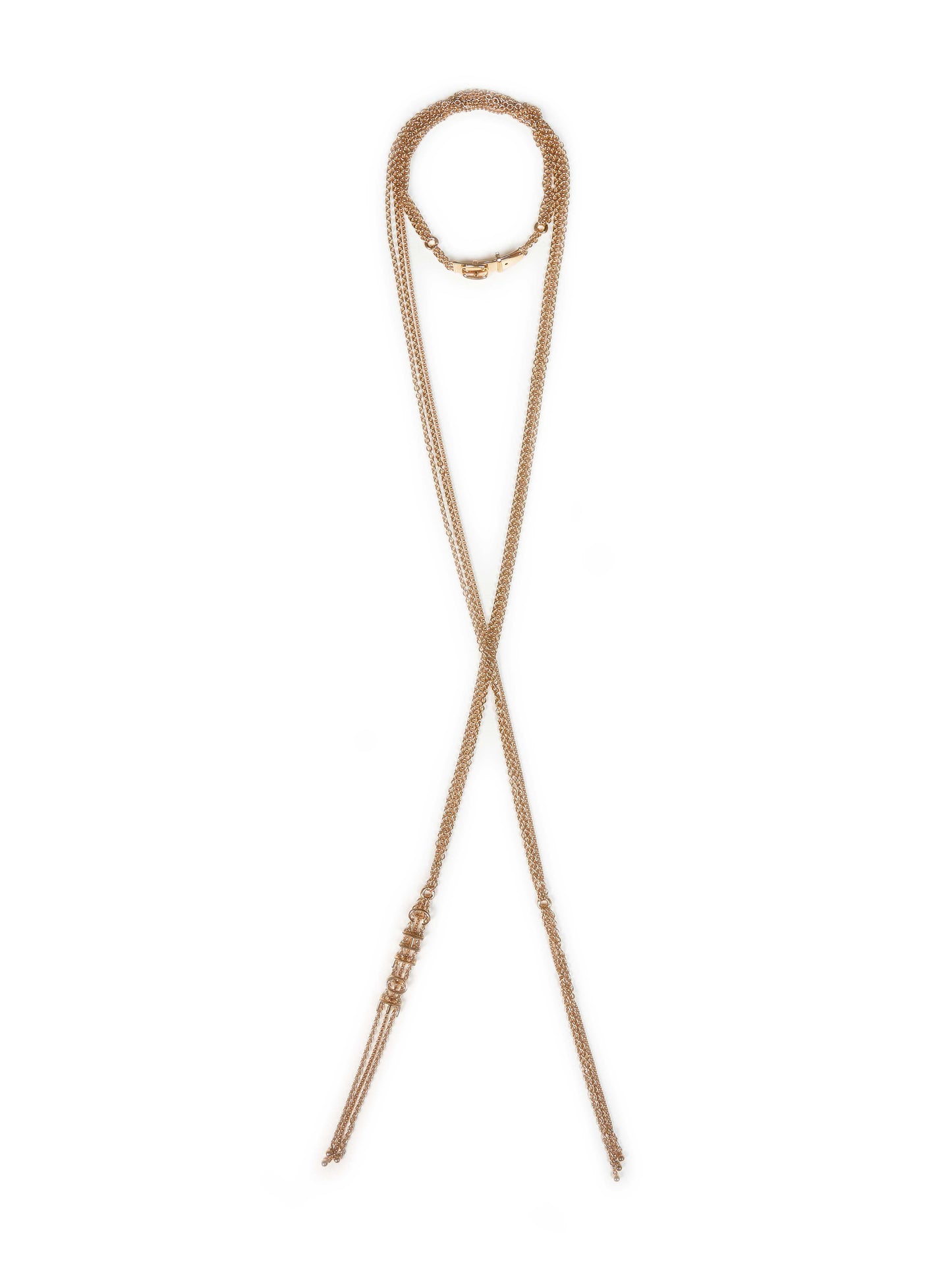 Gold metal scarf-style multi-chain necklace