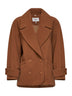 Dusty camel herringbone wool short coat