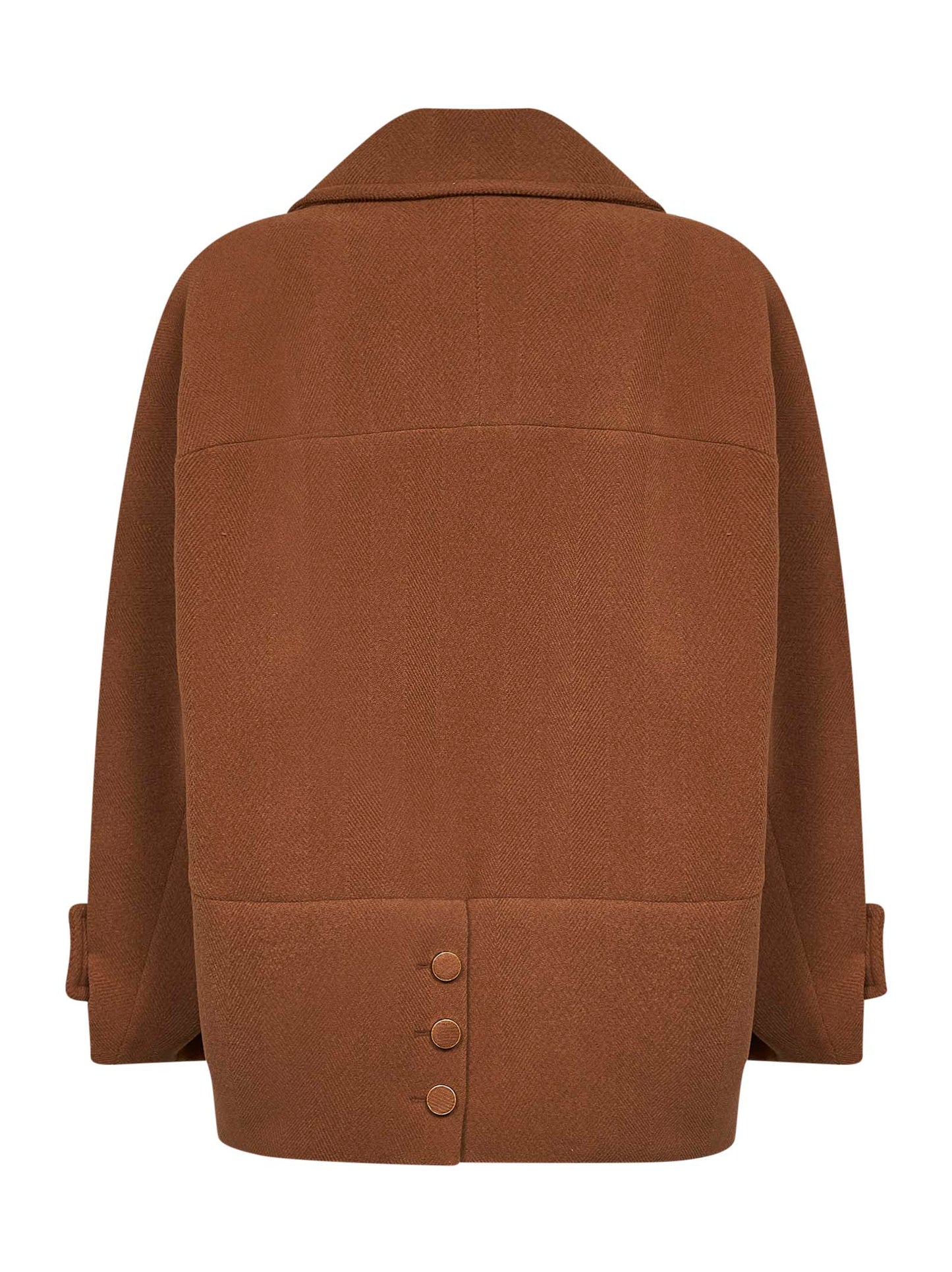 Dusty camel herringbone wool short coat