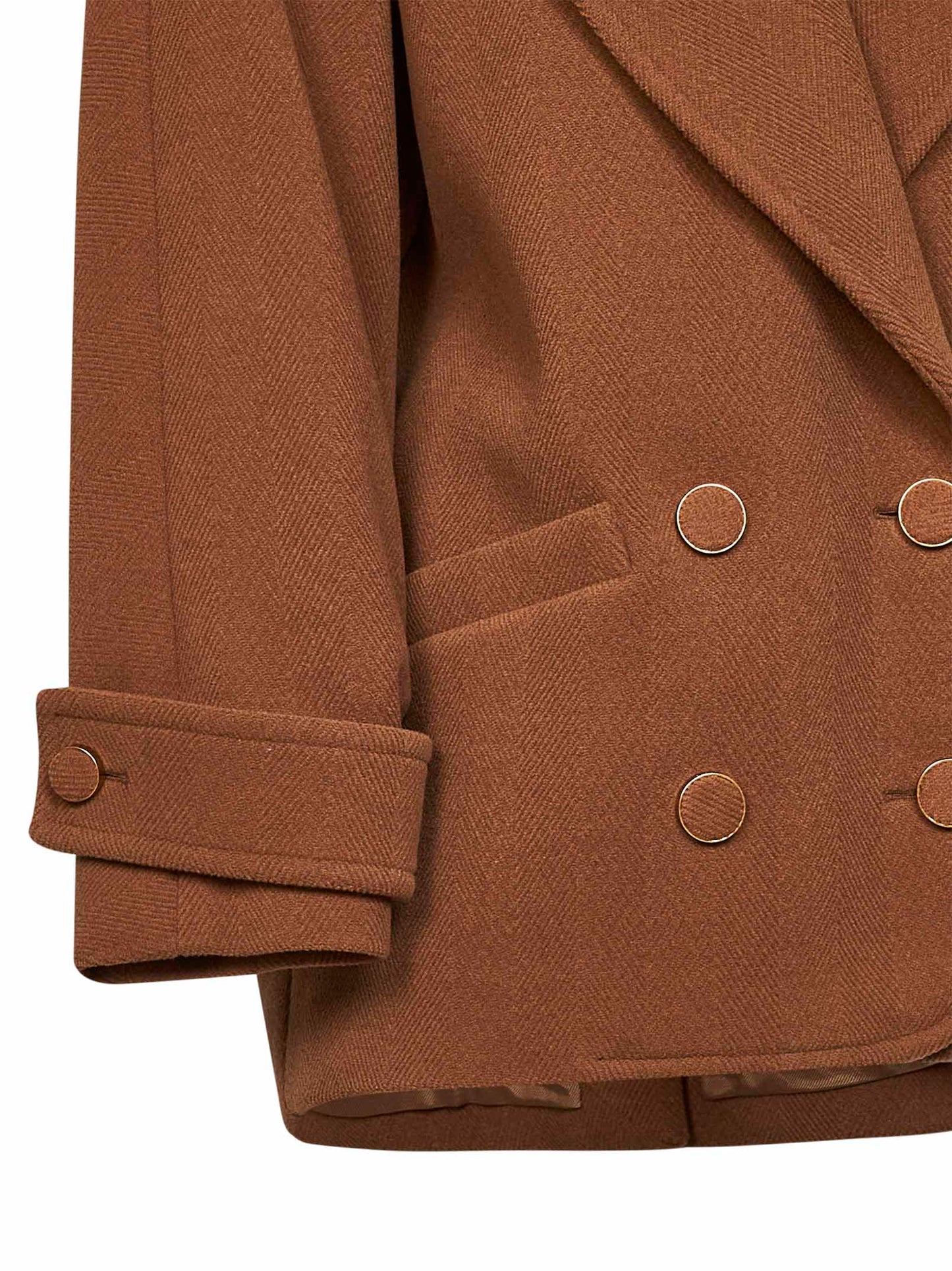 Dusty camel herringbone wool short coat