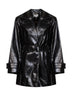 Black shiny coated viscose belted trench coat