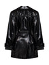 Black shiny coated viscose belted trench coat