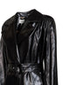 Black shiny coated viscose belted trench coat