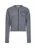 Divine grey wool and cashmere knit embroidered cardigan