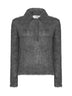 Polo in maglia spazzolata di misto alpaca grigio fumo