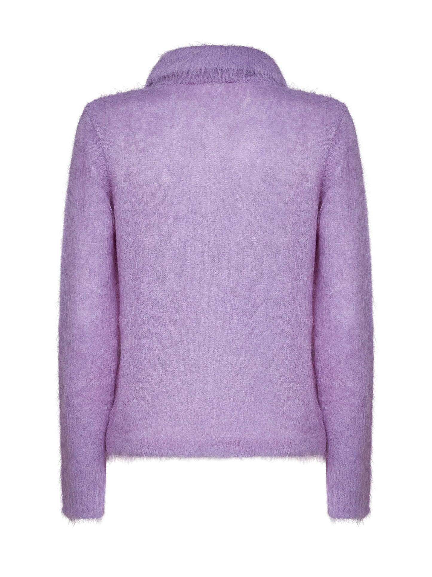 Lavender alpaca blend brushed knit polo shirt