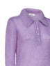 Lavender alpaca blend brushed knit polo shirt