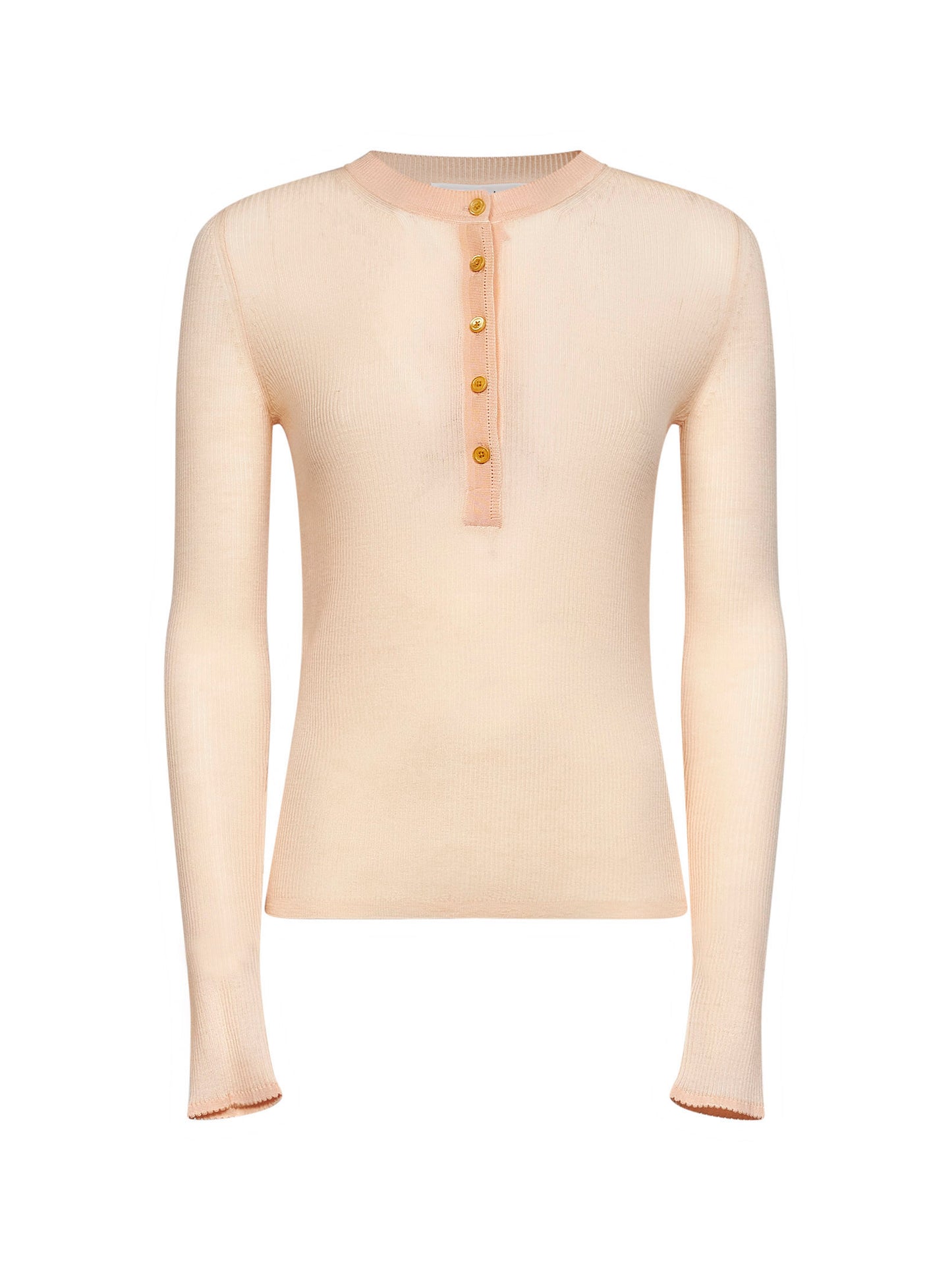 Bleached orange ribbed superfine wool buttoned sweater