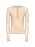 Bleached orange ribbed superfine wool buttoned sweater