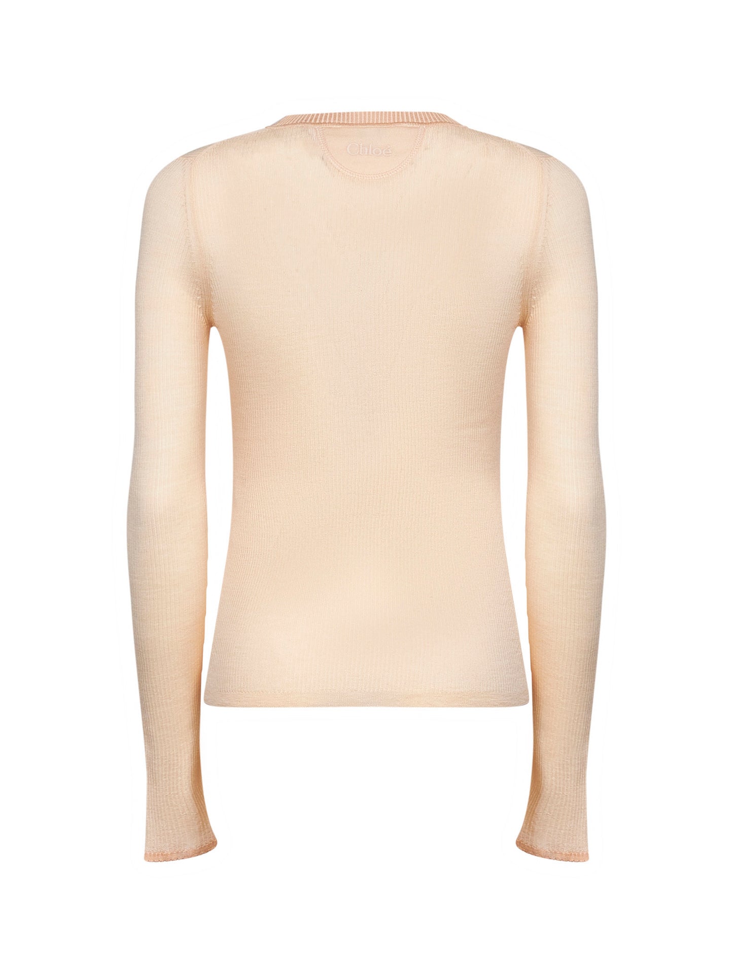Bleached orange ribbed superfine wool buttoned sweater