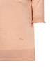 Tender peach virgin wool knit embroidered short-sleeved sweater
