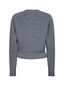 Divine grey wool and cashmere knit embroidered crewneck sweater