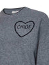 Divine grey wool and cashmere knit embroidered crewneck sweater
