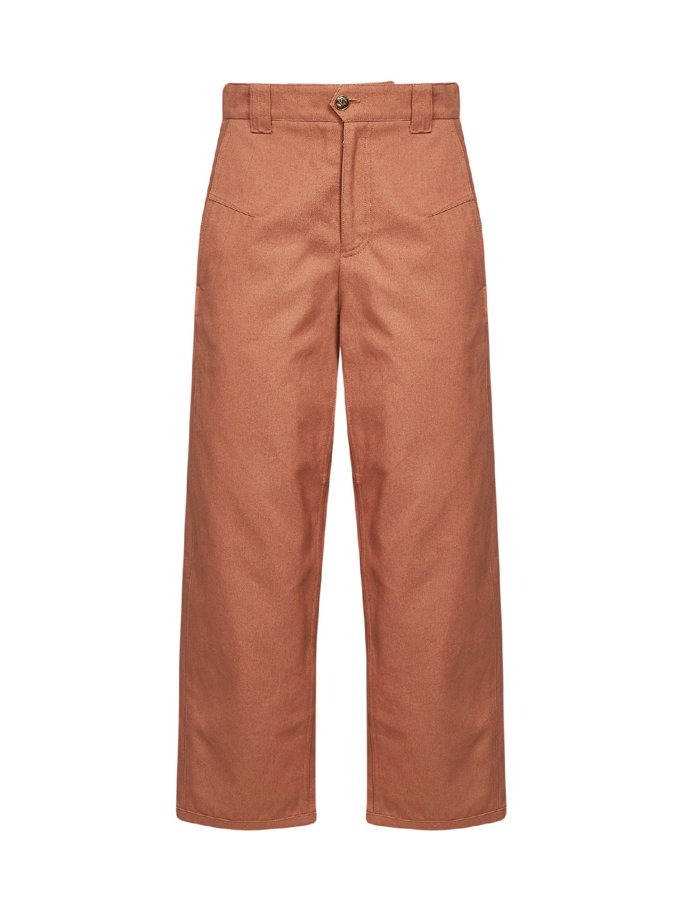 Blushy pink cotton canvas barrel trousers