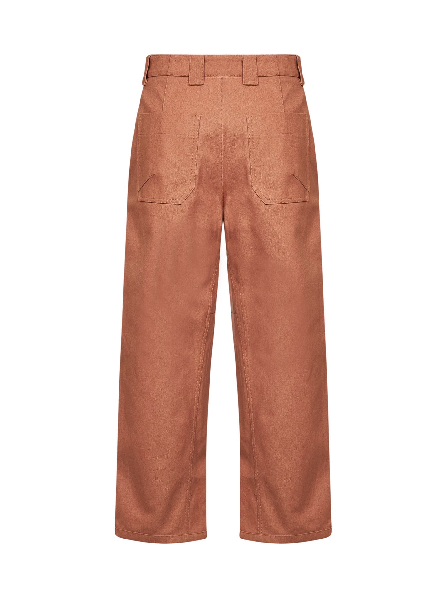 Blushy pink cotton canvas barrel trousers