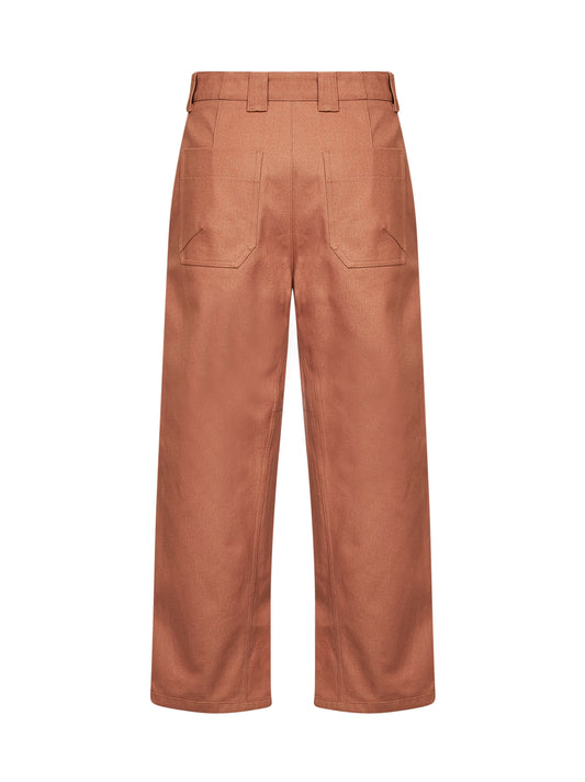 Blushy pink cotton canvas barrel trousers