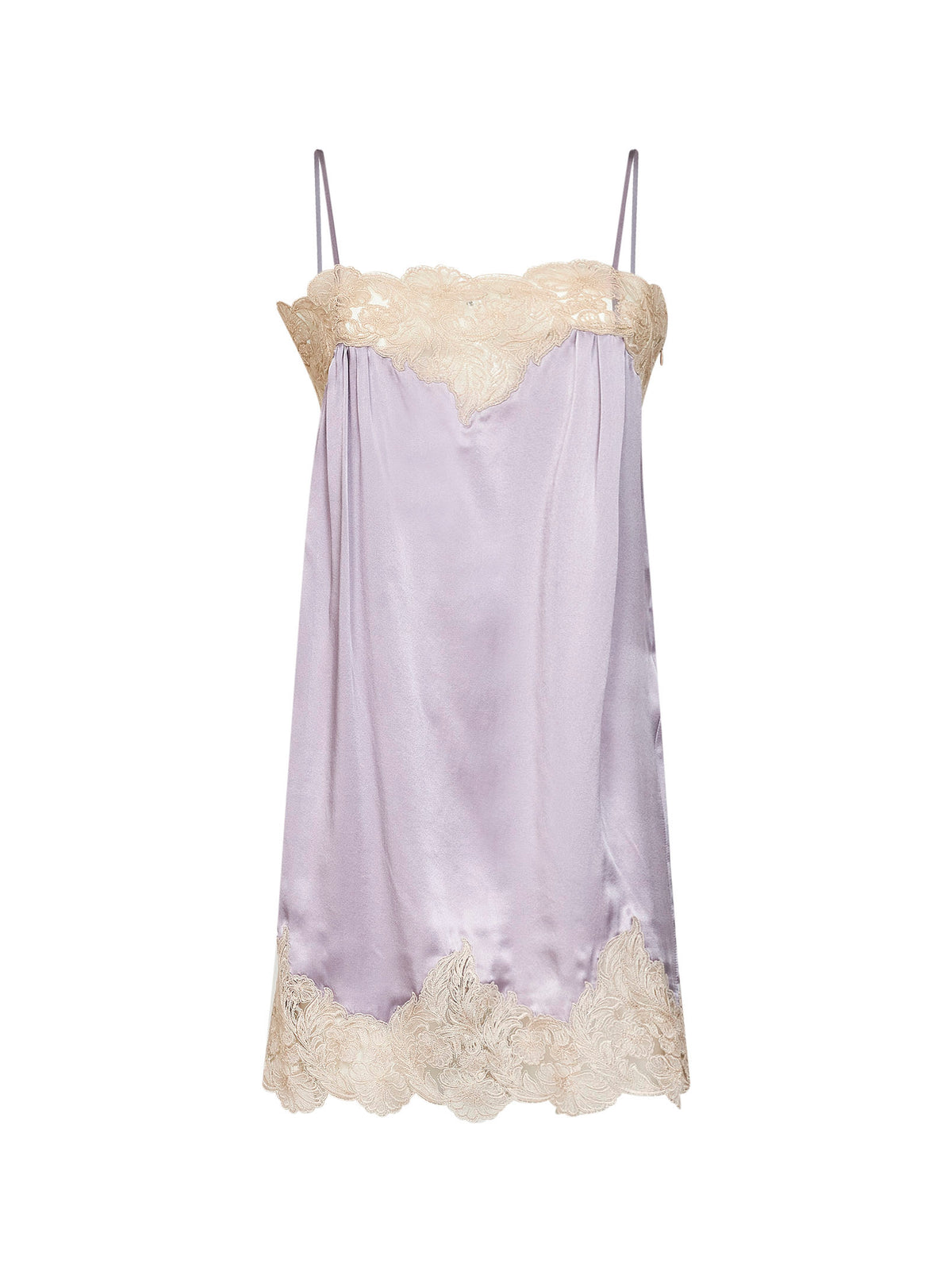 Purple washed silk satin thin-strap mini dress