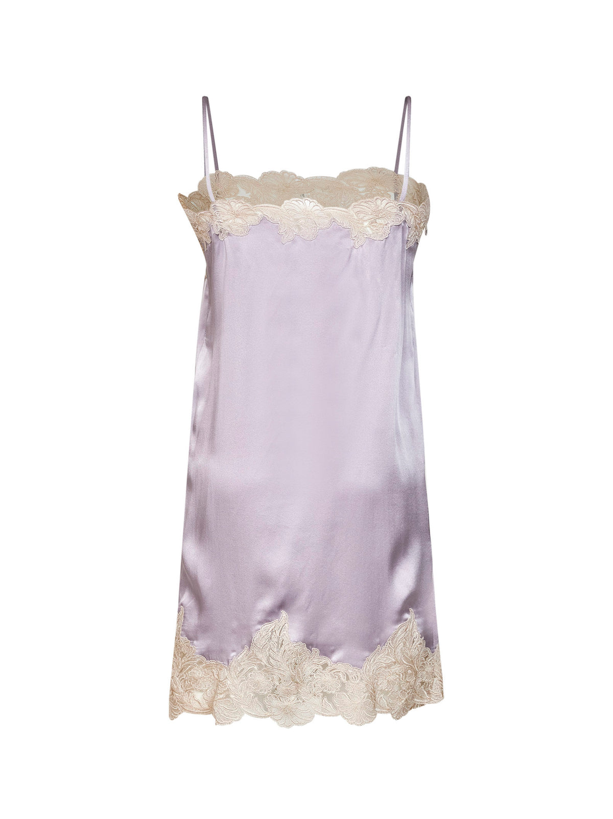 Purple washed silk satin thin-strap mini dress