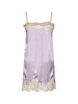 Purple washed silk satin thin-strap mini dress