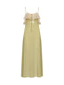 Dusty green crêpe de chine and lace long lingerie dress