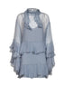 Light blue silk muslin ruffled mini dress