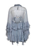 Light blue silk muslin ruffled mini dress