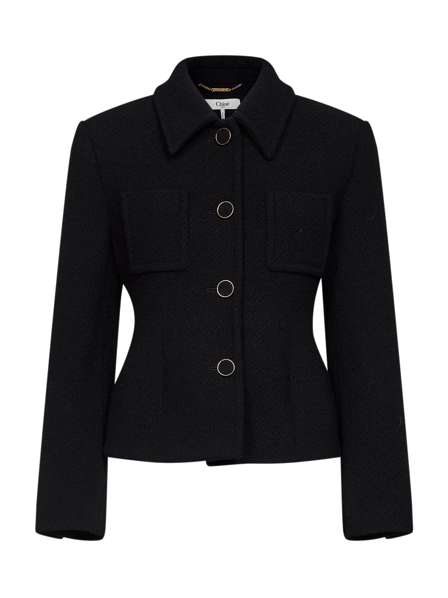 Black wool blend bouclette jacket