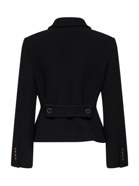 Black wool blend bouclette jacket