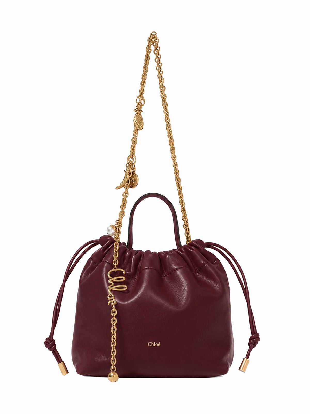 Borsa a spalla mini con catena Chloé Icons bordeaux
