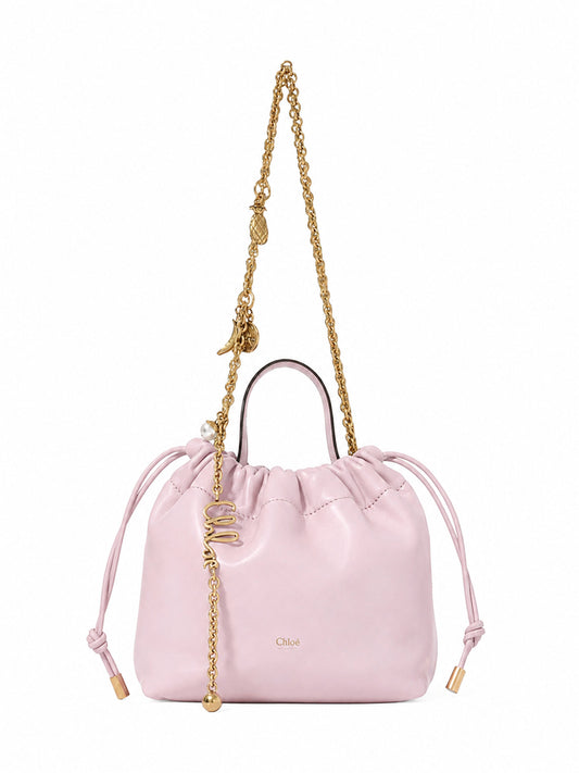 Borsa a spalla mini con catena Chloé Icons lilla chiaro