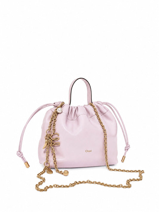 Borsa a spalla mini con catena Chloé Icons lilla chiaro